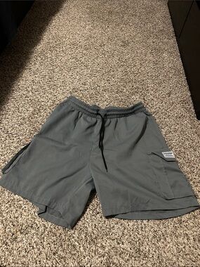 Men's Elastic Waist Cargo Shorts - Gray